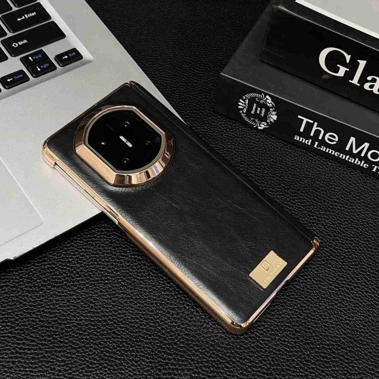 For Huawei Mate X5 Electroplate Dual Axis Crazy Horse Texture PU Phone Case