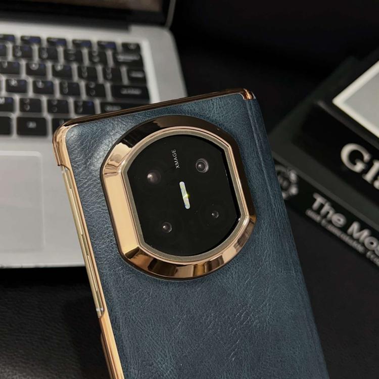 For Huawei Mate X5 Electroplate Dual Axis Crazy Horse Texture PU Phone Case