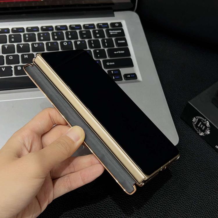 For Huawei Mate X5 Electroplate Dual Axis Crazy Horse Texture PU Phone Case