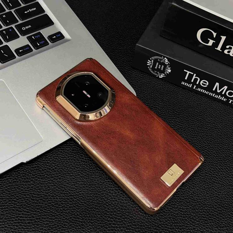 For Huawei Mate X6 Electroplate Dual Axis Crazy Horse Texture PU Phone Case