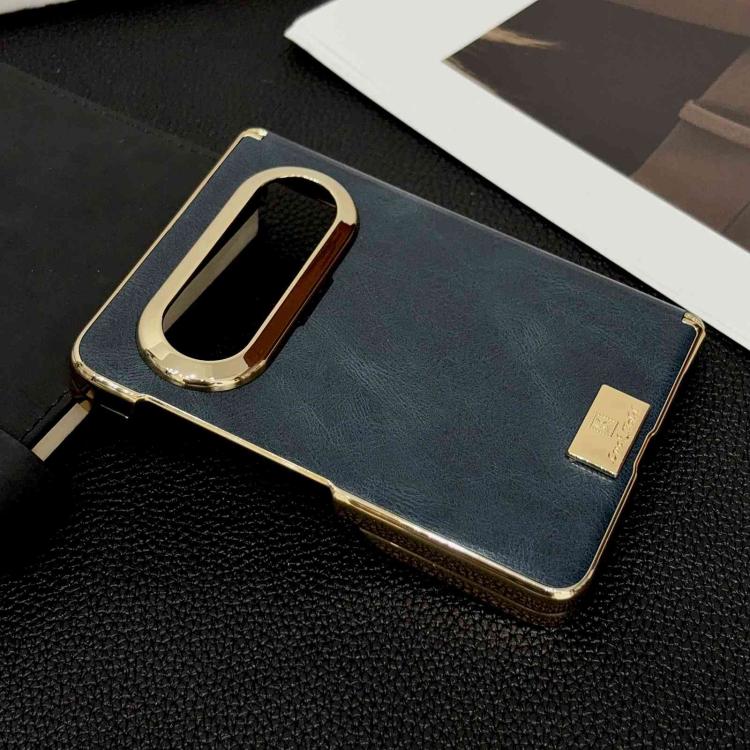 For Huawei Pura X Max Electroplate Dual Axis Crazy Horse Texture PU Phone Case