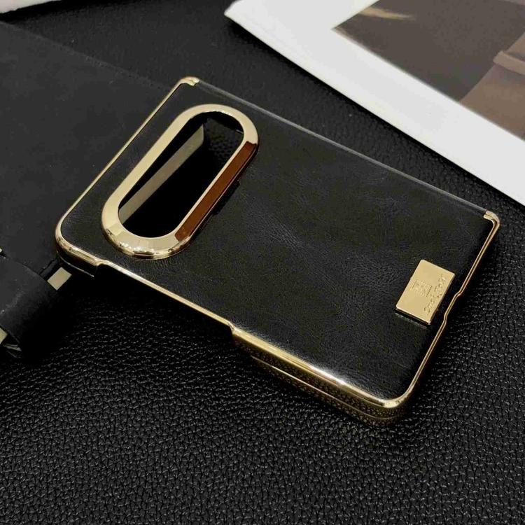 For Huawei Pura X Max Electroplate Dual Axis Crazy Horse Texture PU Phone Case