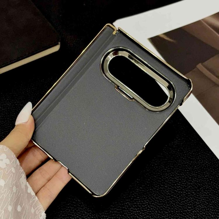 For Huawei Pura X Max Electroplate Dual Axis Crazy Horse Texture PU Phone Case