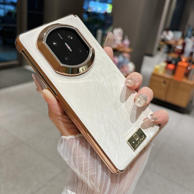 For Huawei Mate X7 Electroplate Dual Axis Silk Texture PU Phone Case