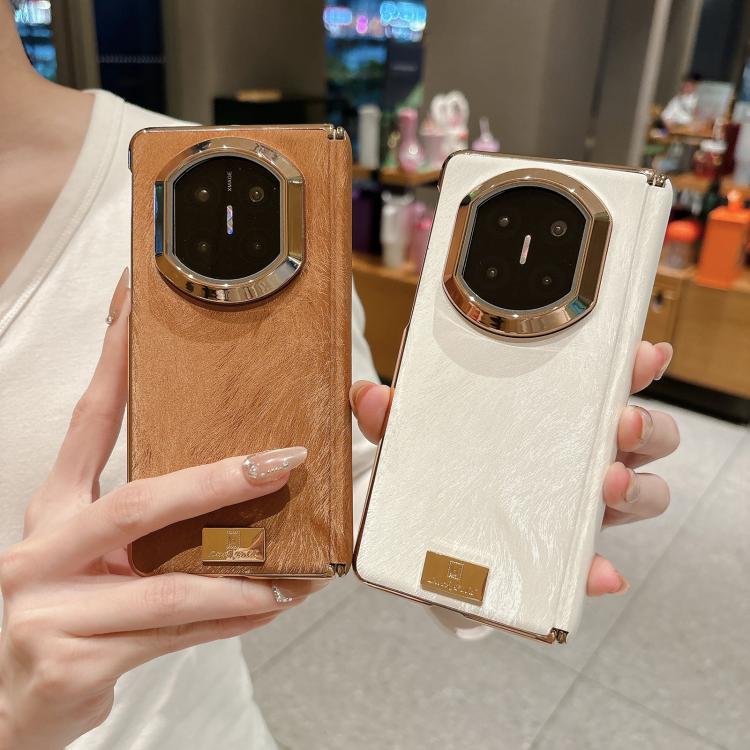 For Huawei Mate X7 Electroplate Dual Axis Silk Texture PU Phone Case