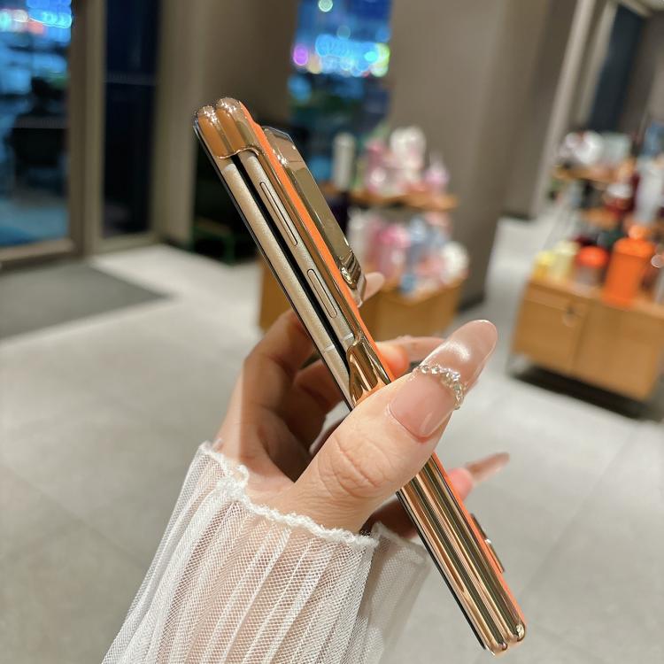 For Huawei Mate X7 Electroplate Dual Axis Silk Texture PU Phone Case