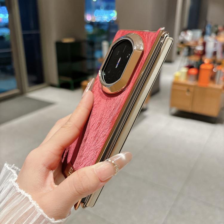 For Huawei Mate X7 Electroplate Dual Axis Silk Texture PU Phone Case