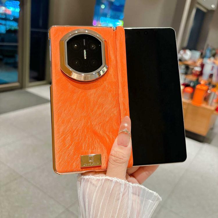 For Huawei Mate X5 Electroplate Dual Axis Silk Texture PU Phone Case