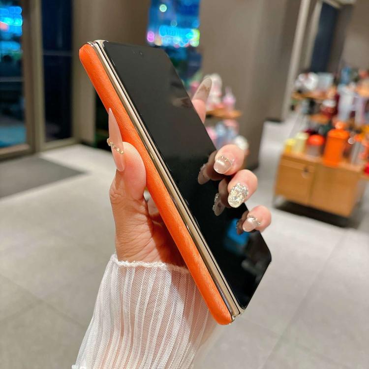 For Huawei Mate X5 Electroplate Dual Axis Silk Texture PU Phone Case