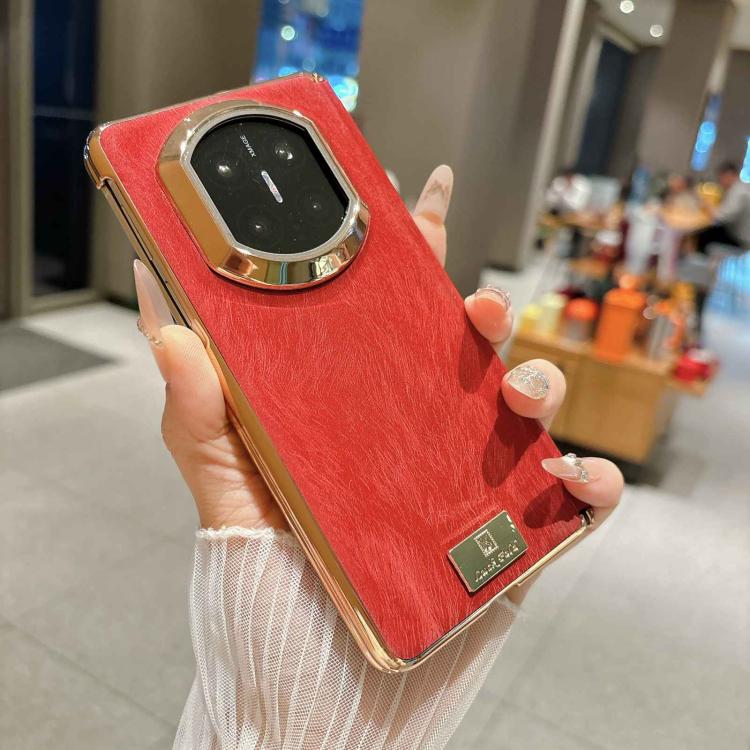 For Huawei Mate X5 Electroplate Dual Axis Silk Texture PU Phone Case