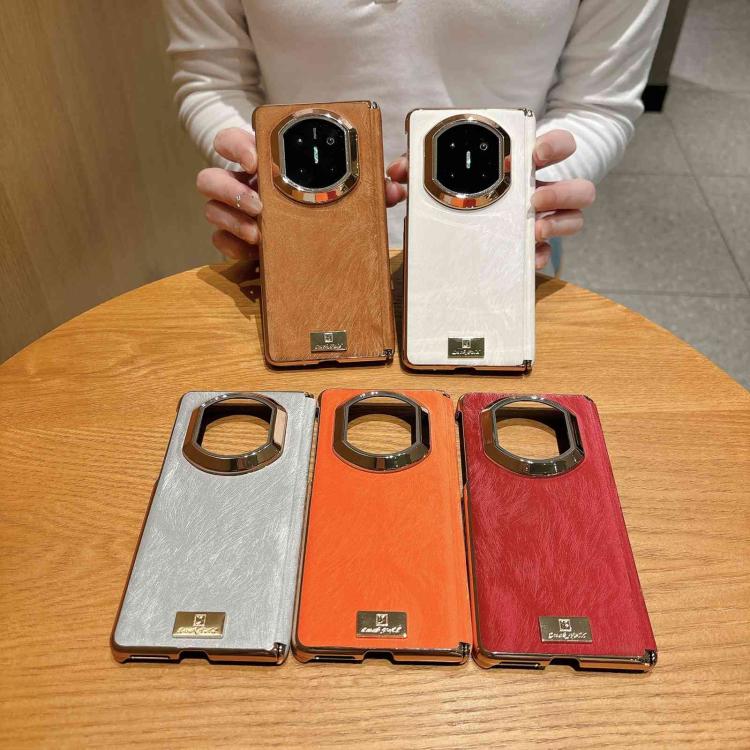 For Huawei Mate X5 Electroplate Dual Axis Silk Texture PU Phone Case