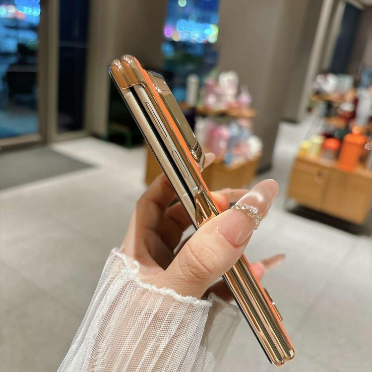 For Huawei Mate X5 Electroplate Dual Axis Silk Texture PU Phone Case