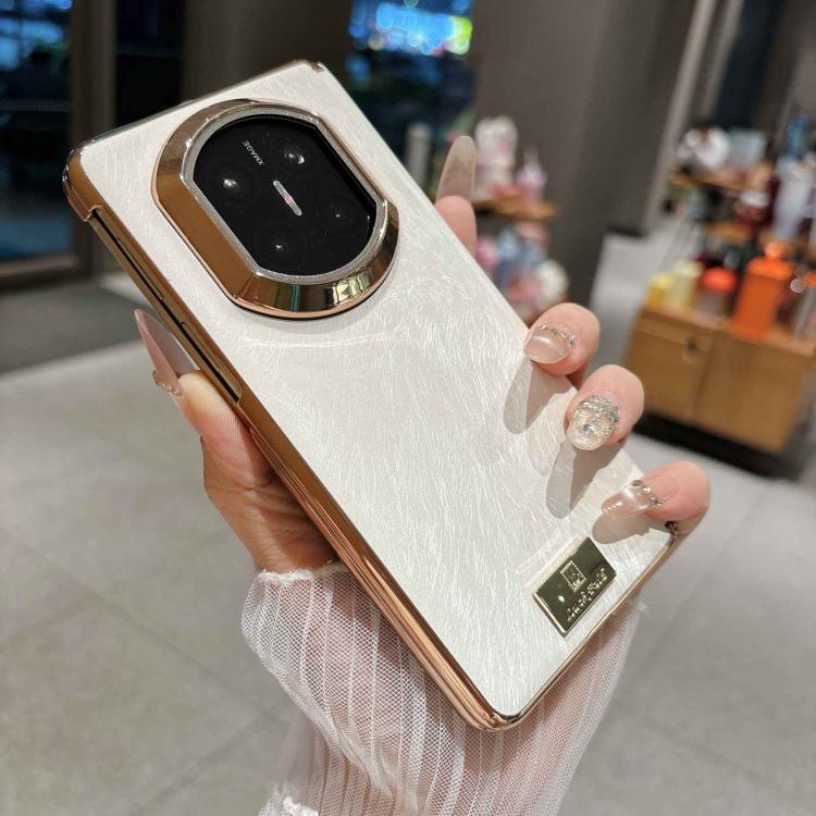 For Huawei Mate X6 Electroplate Dual Axis Silk Texture PU Phone Case