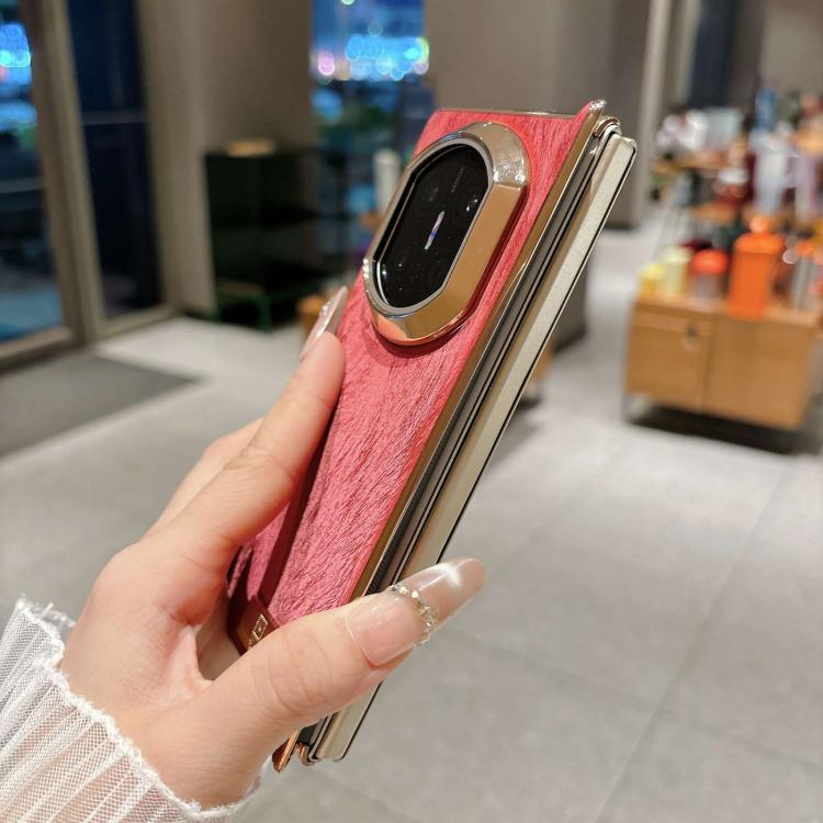 For Huawei Mate X6 Electroplate Dual Axis Silk Texture PU Phone Case
