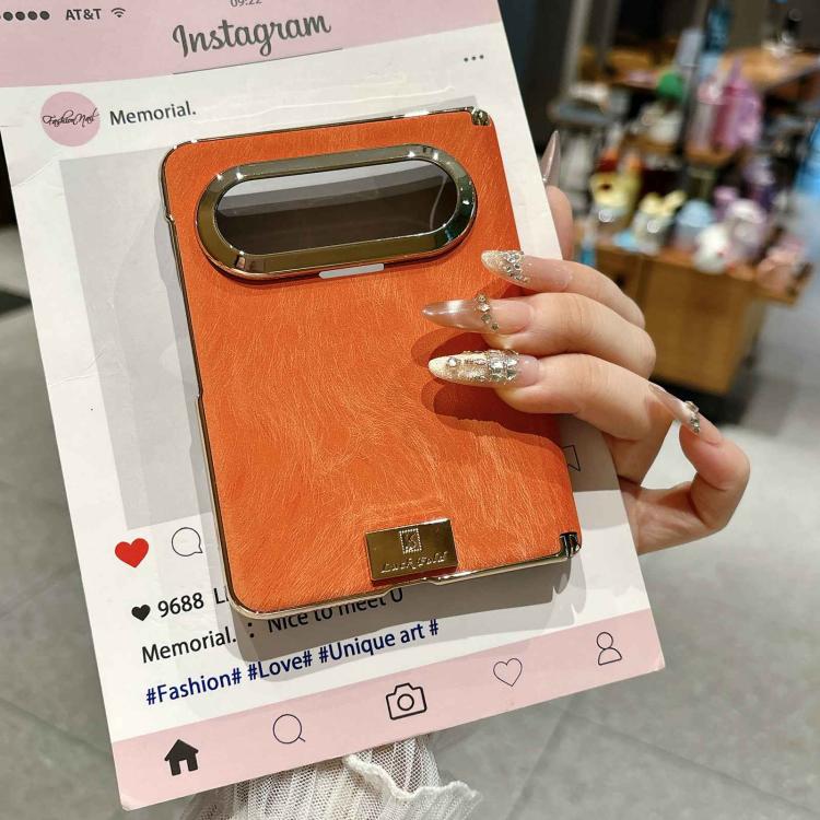 For Huawei Pura X Max Electroplate Dual Axis Silk Texture PU Phone Case
