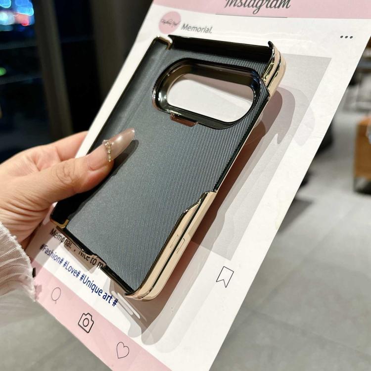 For Huawei Pura X Max Electroplate Dual Axis Silk Texture PU Phone Case