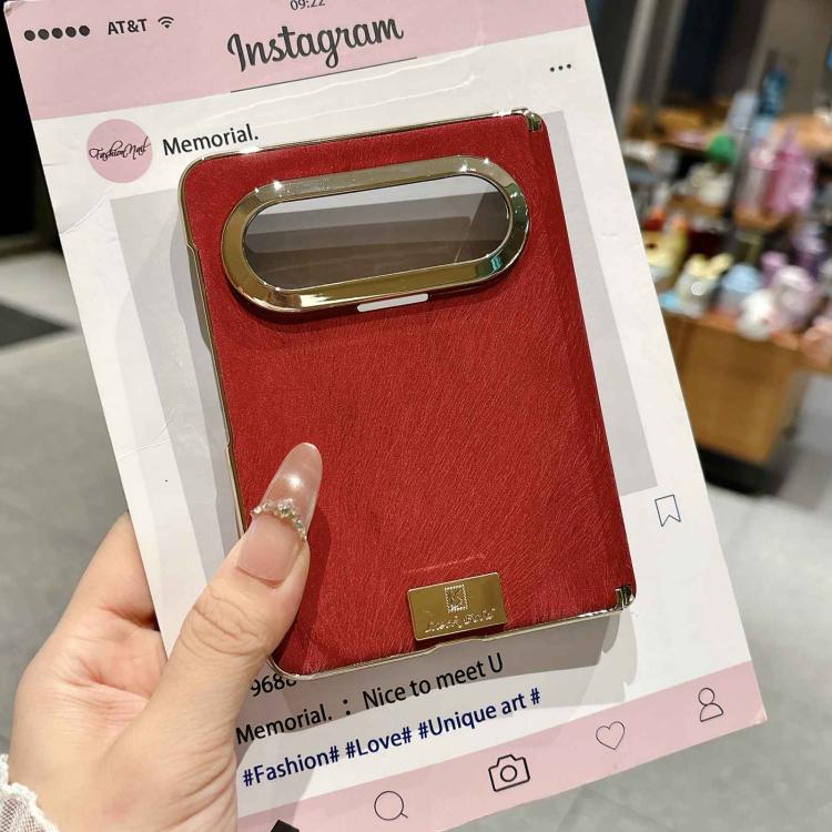 For Huawei Pura X Max Electroplate Dual Axis Silk Texture PU Phone Case