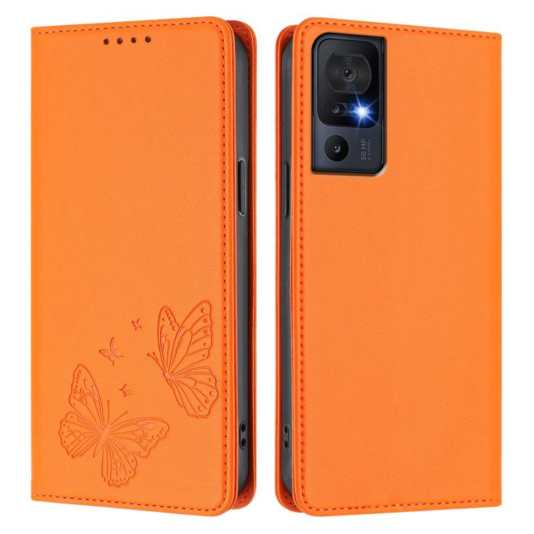 For TCL 40 SE Strong Magnetic Dual Butterfly RFID Vegan Leather Phone Case