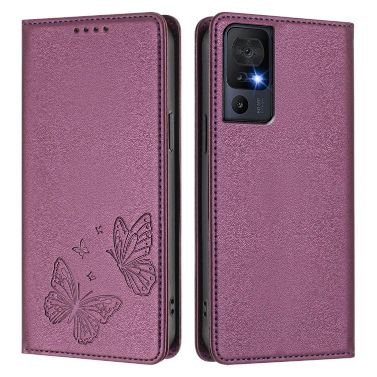 For TCL 40 SE Strong Magnetic Dual Butterfly RFID Vegan Leather Phone Case