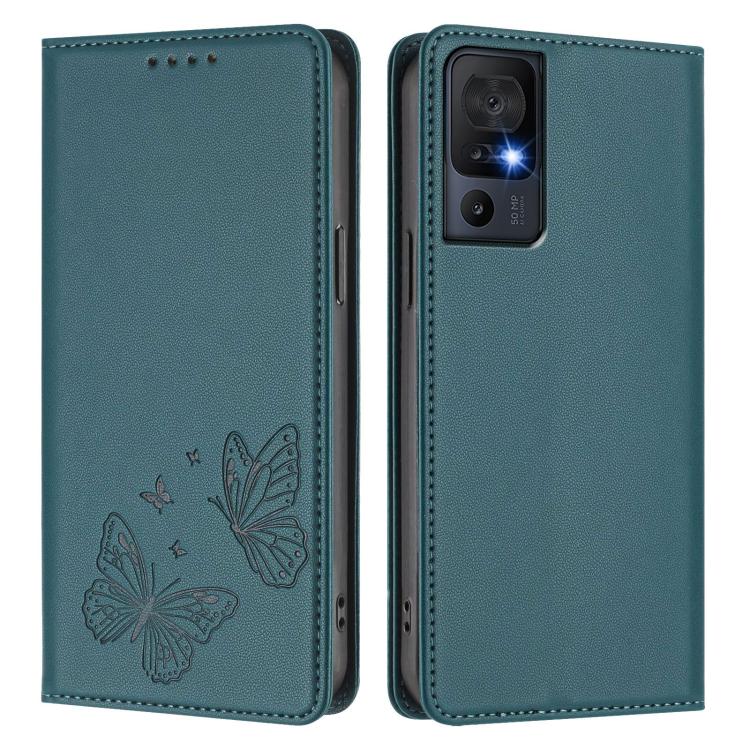 For TCL 40 SE Strong Magnetic Dual Butterfly RFID Vegan Leather Phone Case