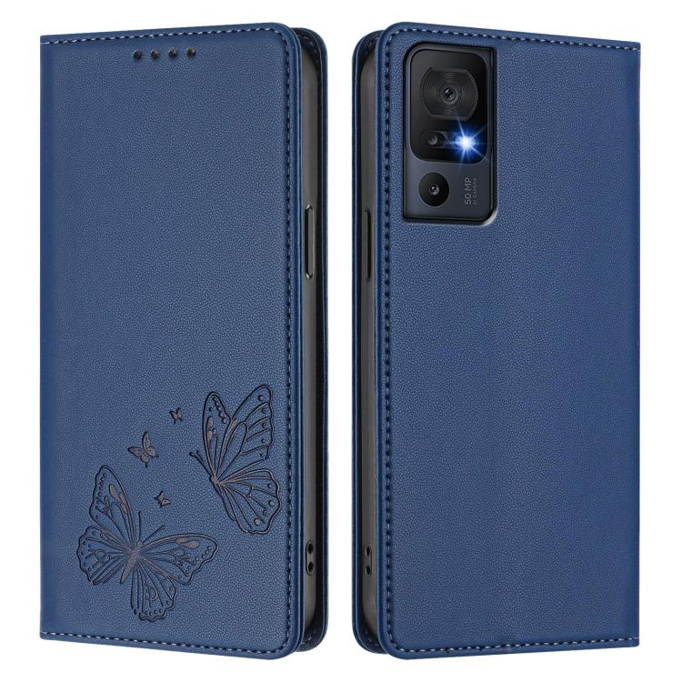 For TCL 40 SE Strong Magnetic Dual Butterfly RFID Vegan Leather Phone Case