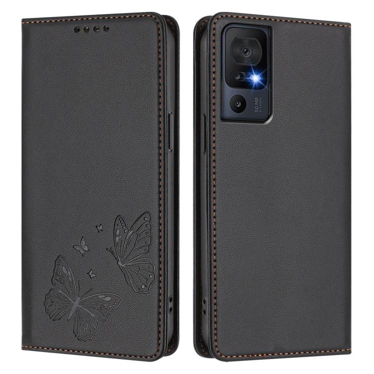For TCL 40 SE Strong Magnetic Dual Butterfly RFID Vegan Leather Phone Case