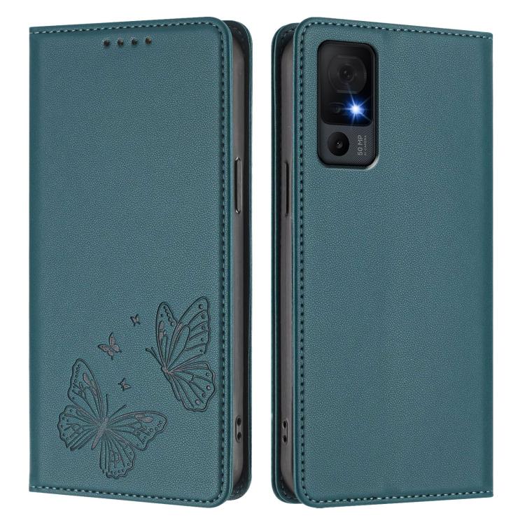 For TCL 40 XL / TCL 40 T Strong Magnetic Dual Butterfly RFID Vegan Leather Phone Case