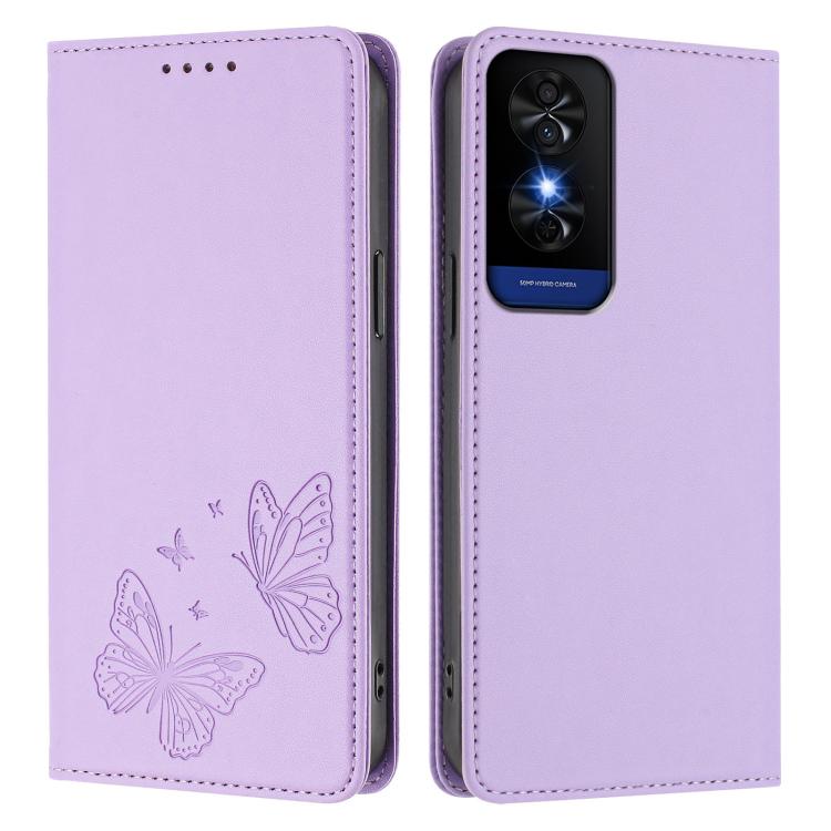 For TCL 50 5G / 50 XE / 50 XE NxtPaper Strong Magnetic Dual Butterfly RFID Vegan Leather Phone Case