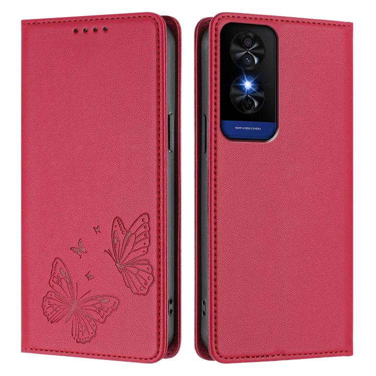 For TCL 50 5G / 50 XE / 50 XE NxtPaper Strong Magnetic Dual Butterfly RFID Vegan Leather Phone Case