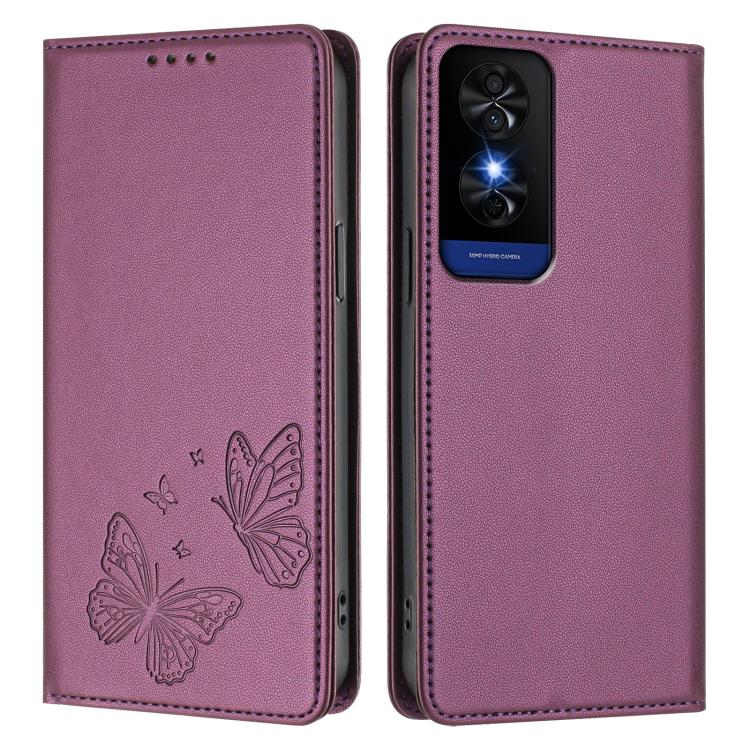 For TCL 50 5G / 50 XE / 50 XE NxtPaper Strong Magnetic Dual Butterfly RFID Vegan Leather Phone Case