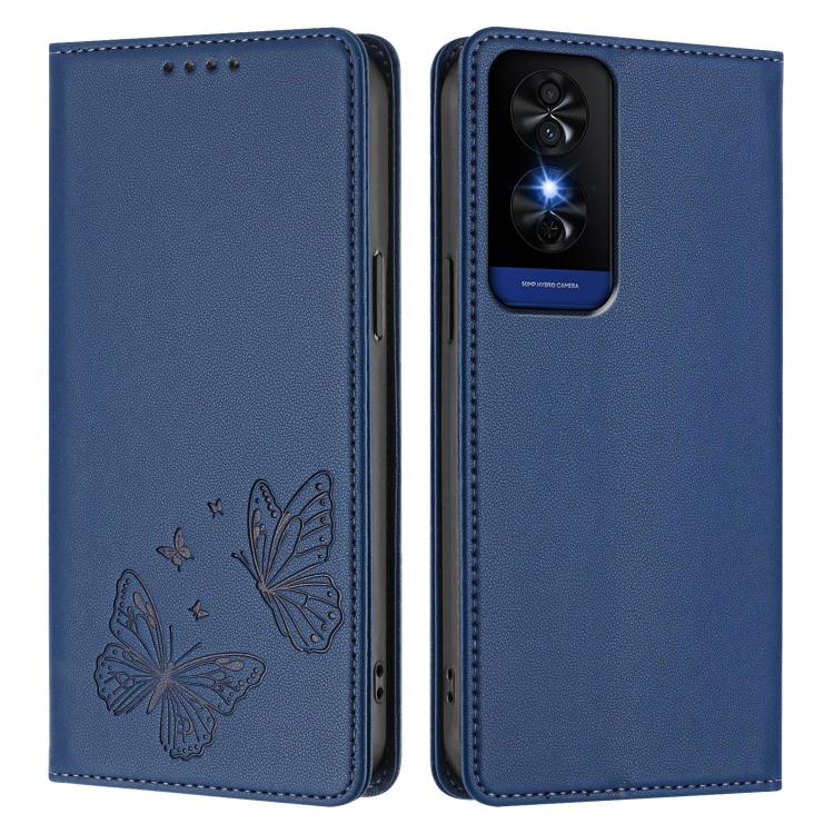 For TCL 50 5G / 50 XE / 50 XE NxtPaper Strong Magnetic Dual Butterfly RFID Vegan Leather Phone Case