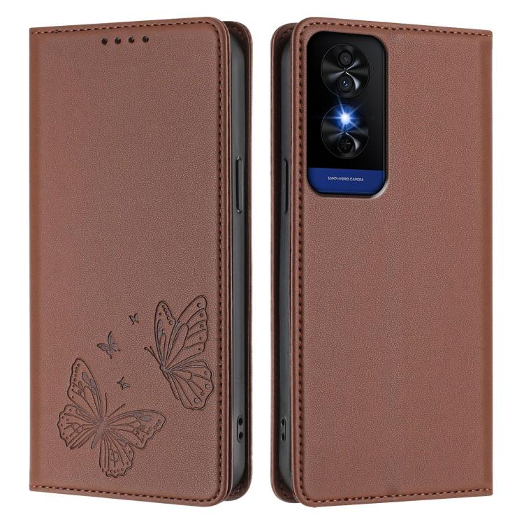 For TCL 50 5G / 50 XE / 50 XE NxtPaper Strong Magnetic Dual Butterfly RFID Vegan Leather Phone Case