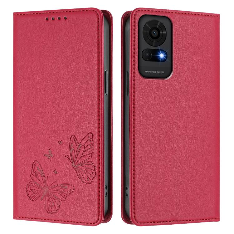 For TCL 50 LE / TCL K23 / TCL K24 Strong Magnetic Dual Butterfly RFID Vegan Leather Phone Case
