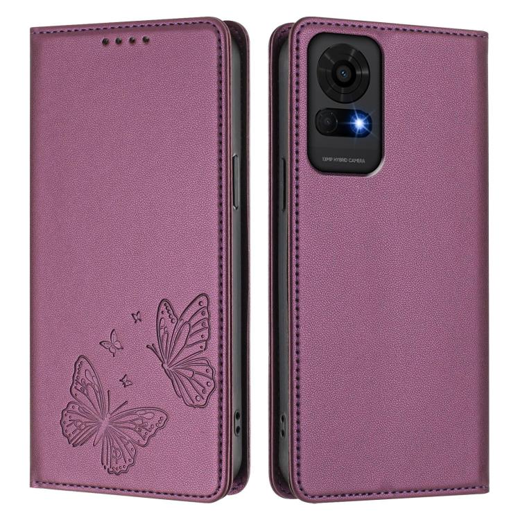 For TCL 50 LE / TCL K23 / TCL K24 Strong Magnetic Dual Butterfly RFID Vegan Leather Phone Case