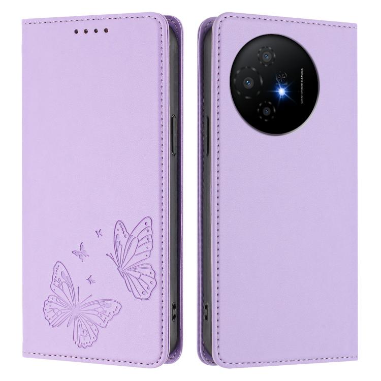 For TCL 50 XL 5G / 50 XL NxtPaper Strong Magnetic Dual Butterfly RFID Vegan Leather Phone Case