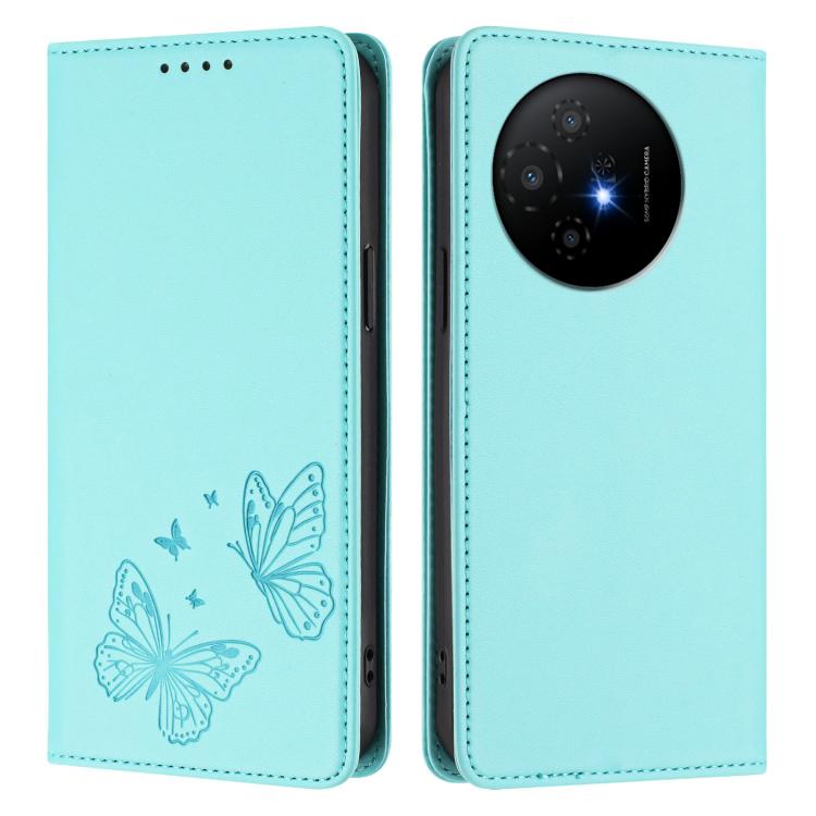 For TCL 50 XL 5G / 50 XL NxtPaper Strong Magnetic Dual Butterfly RFID Vegan Leather Phone Case