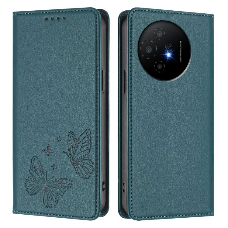 For TCL 50 XL 5G / 50 XL NxtPaper Strong Magnetic Dual Butterfly RFID Vegan Leather Phone Case