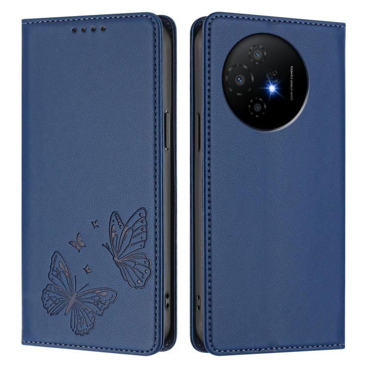 For TCL 50 XL 5G / 50 XL NxtPaper Strong Magnetic Dual Butterfly RFID Vegan Leather Phone Case