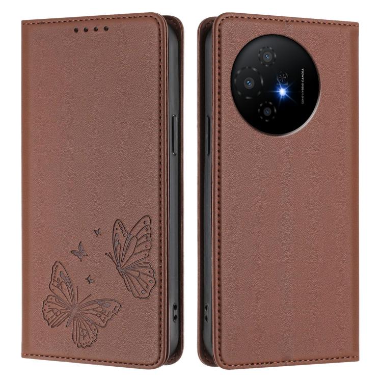 For TCL 50 XL 5G / 50 XL NxtPaper Strong Magnetic Dual Butterfly RFID Vegan Leather Phone Case