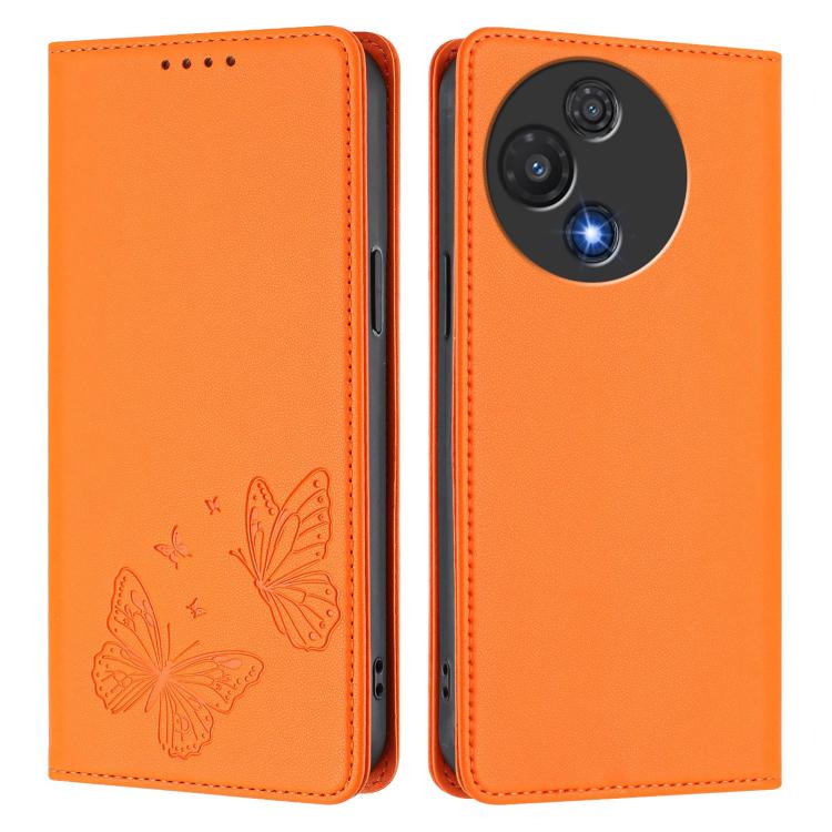 For TCL 60 5G Strong Magnetic Dual Butterfly RFID Vegan Leather Phone Case
