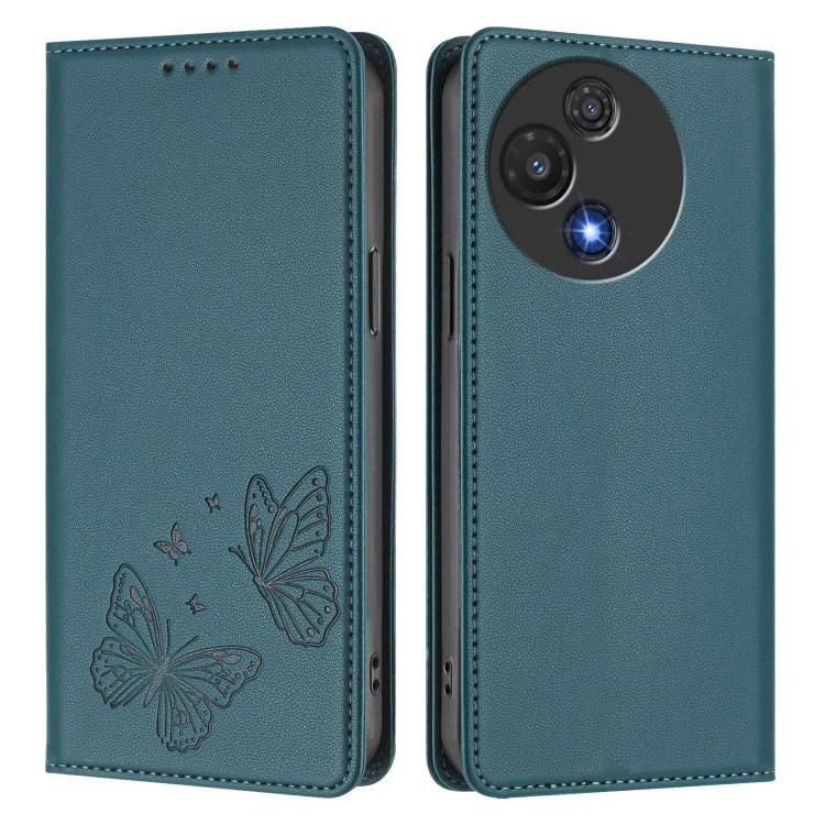For TCL 60 5G Strong Magnetic Dual Butterfly RFID Vegan Leather Phone Case