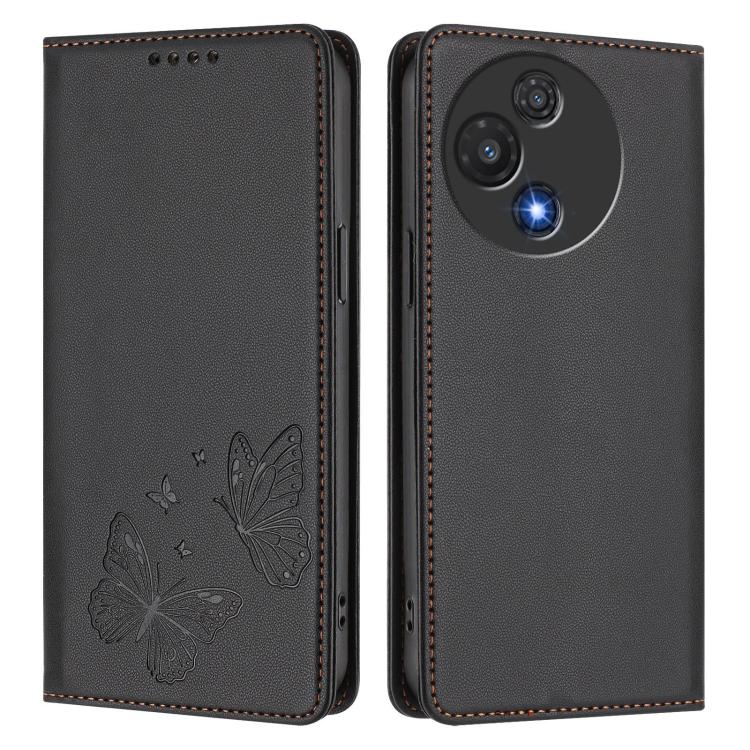 For TCL 60 5G Strong Magnetic Dual Butterfly RFID Vegan Leather Phone Case