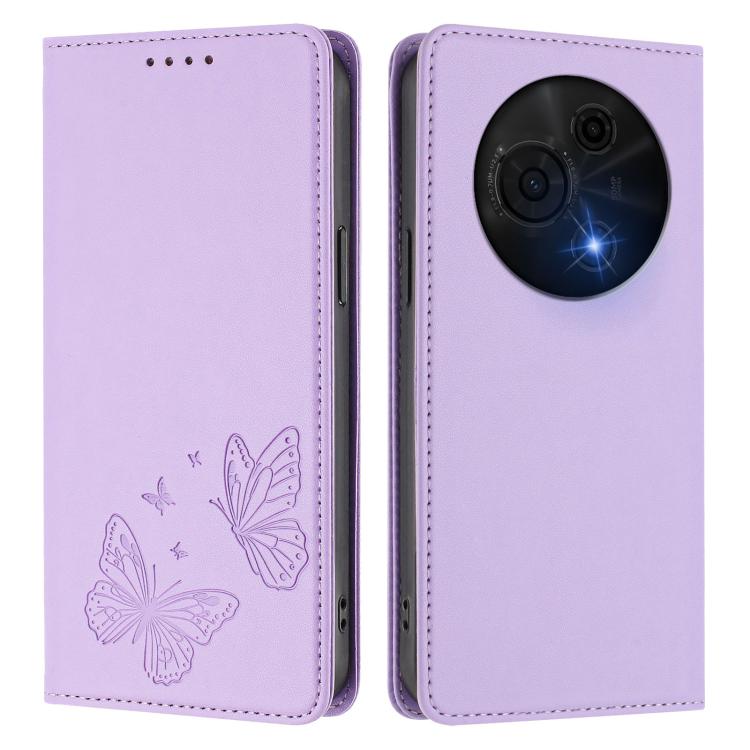 For TCL 60 NxtPaper Strong Magnetic Dual Butterfly RFID Vegan Leather Phone Case