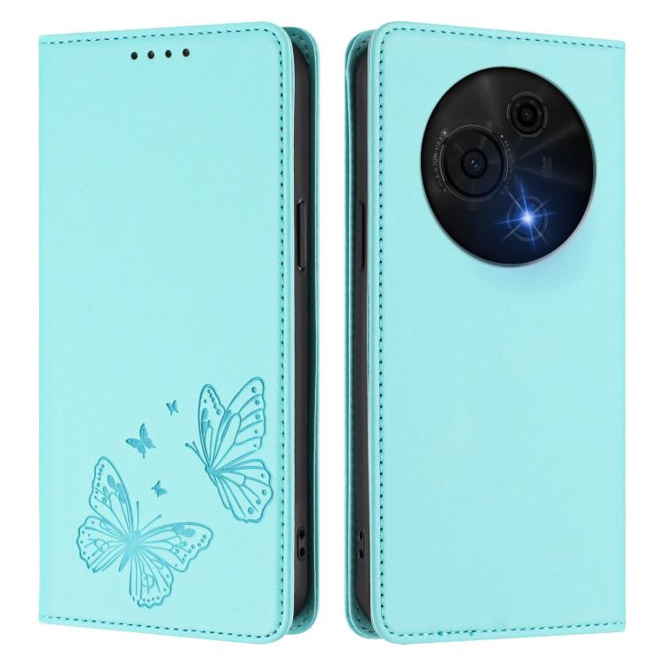 For TCL 60 NxtPaper Strong Magnetic Dual Butterfly RFID Vegan Leather Phone Case