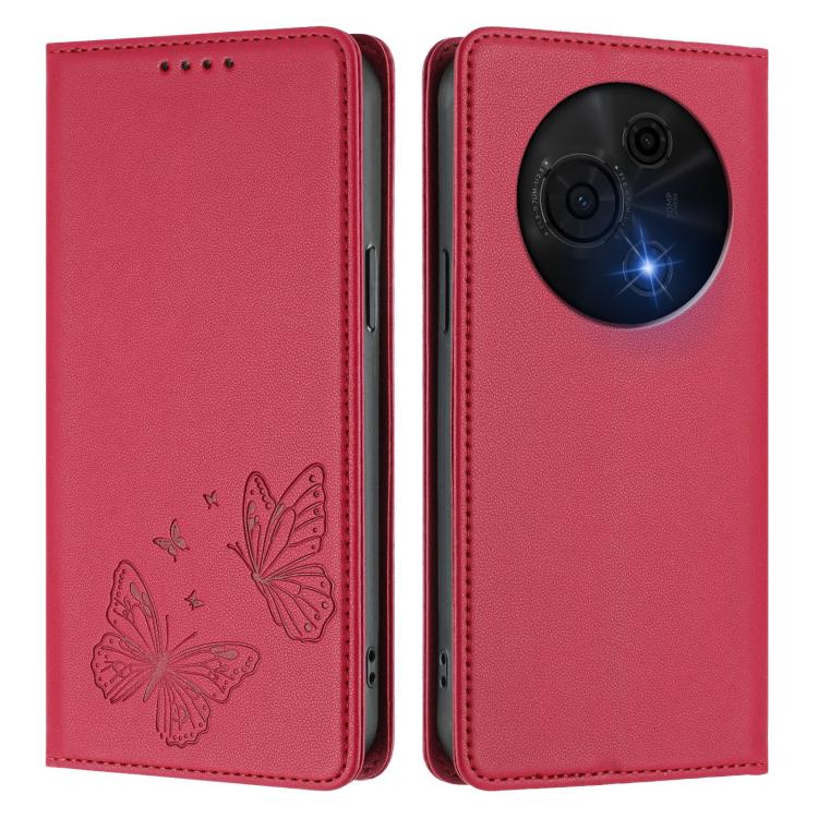 For TCL 60 NxtPaper Strong Magnetic Dual Butterfly RFID Vegan Leather Phone Case