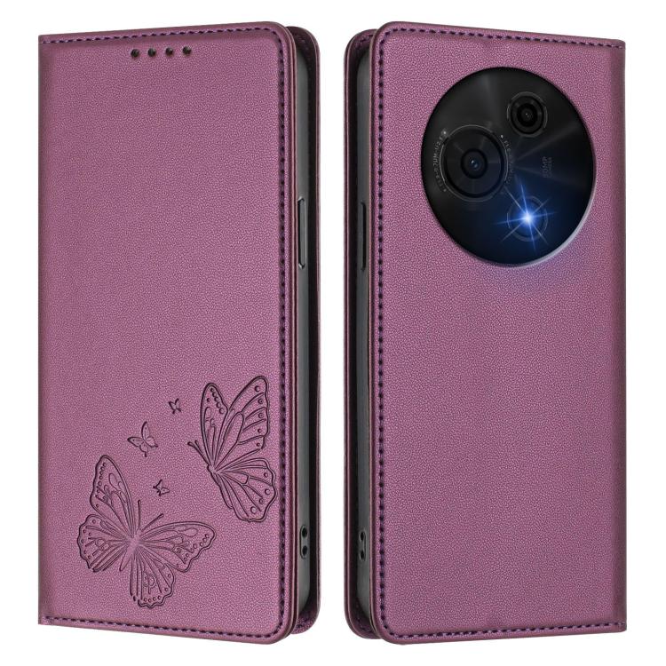 For TCL 60 NxtPaper Strong Magnetic Dual Butterfly RFID Vegan Leather Phone Case