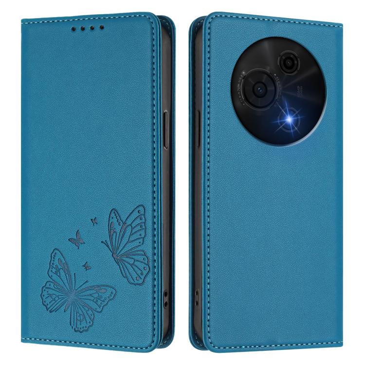 For TCL 60 NxtPaper Strong Magnetic Dual Butterfly RFID Vegan Leather Phone Case