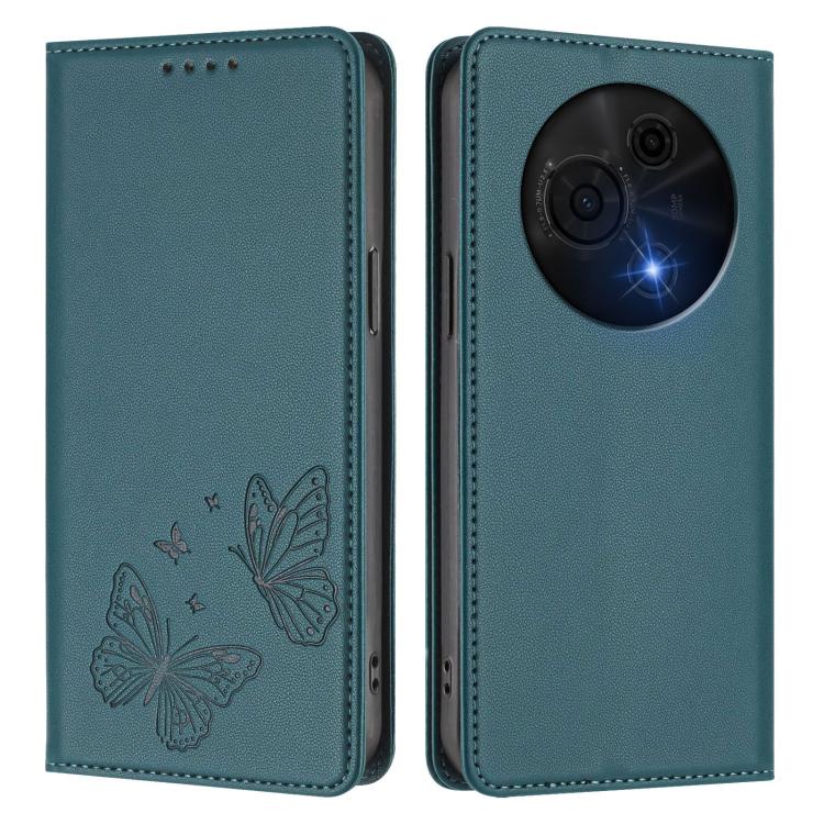 For TCL 60 NxtPaper Strong Magnetic Dual Butterfly RFID Vegan Leather Phone Case