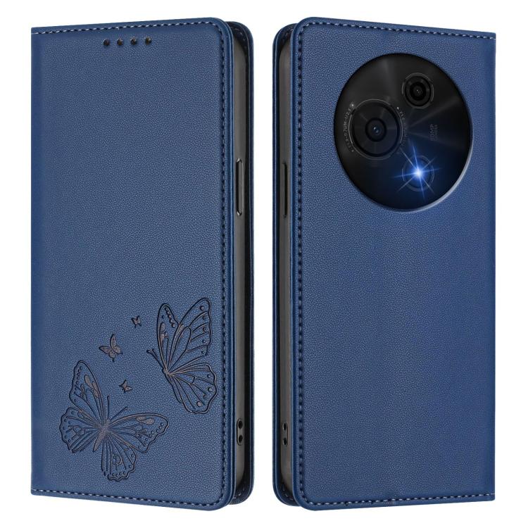 For TCL 60 NxtPaper Strong Magnetic Dual Butterfly RFID Vegan Leather Phone Case