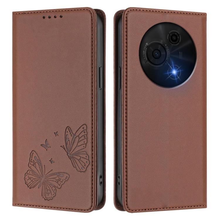 For TCL 60 NxtPaper Strong Magnetic Dual Butterfly RFID Vegan Leather Phone Case